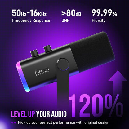 XLR/USB Gaming Microphone Set, Dynamic PC Mic for Streaming Podcasting, Computer RGB Mic Kit with Boom Arm Stand, Mute Button, Headphones Jack, for Recording Vocal Voice-Over-Ampligame AM8T