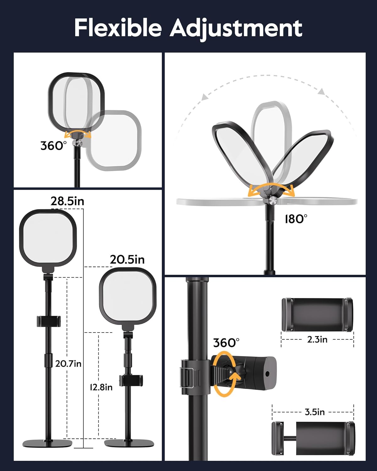 Video Conference Lighting for Zoom Meeting, Ring Light for Desk with Flexible Stand, 30 Light Modes Zoom Lighting for Computer, Desk Ring Light & Memory Function for Video Calls, Live Stream, Webcam