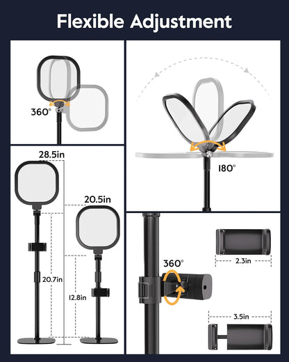 Video Conference Lighting for Zoom Meeting, Ring Light for Desk with Flexible Stand, 30 Light Modes Zoom Lighting for Computer, Desk Ring Light & Memory Function for Video Calls, Live Stream, Webcam