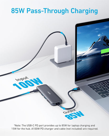 USB C Hub, 5-In-1 USBC to HDMI Splitter with 4K Display, 1 X Powered USB-C 5Gbps & 2×Powered USB-A 3.0 5Gbps Data Ports for Macbook Pro, Macbook Air, Dell and More