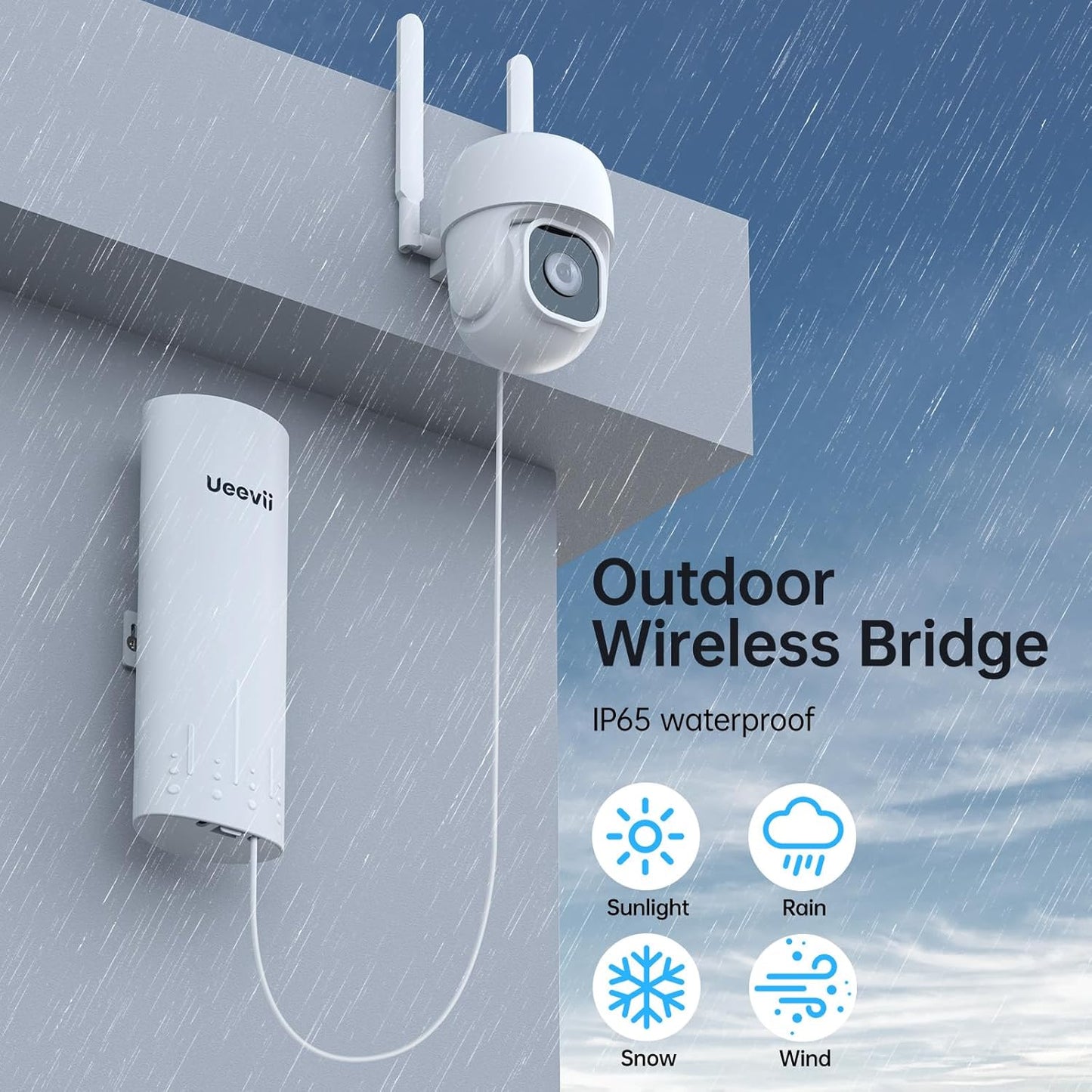 CPE450 Wireless Bridge and WR3000K Wifi Router Kit, 5.8G 3KM Point to Point Wireless Bridge Outdoor to Shop Barn Garage Building Network Kit Solution, Outdoor Wifi Bridge(2Pcs), Plug and Play