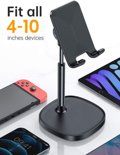 Cell Phone Stand Adjust for Iphone Phone Holder for Desk Recording, Gifts Women Office Desk Accessories PC Gaming Essentials Kitchen Gadgets Fit Otterbox Case Switch Ipad Air Tablet 4-10 In