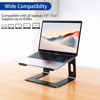 LS03 Aluminum Laptop Stand, Ergonomic Detachable Computer Stand, Riser Holder Notebook Stand Compatible with Air, Pro, Dell, HP, Lenovo More 10-15.6" Laptops, Black