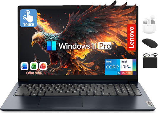 Ideapad Laptop 2025 Business Computer, 15.6" FHD Touchscreen, 16GB RAM, 1TB Storage (512GB SSD +500GB Ext), 10-Core Intel Core I5, Long Battery, Hubxcelaccessory Win 11 Pro Lifetime Office 2024