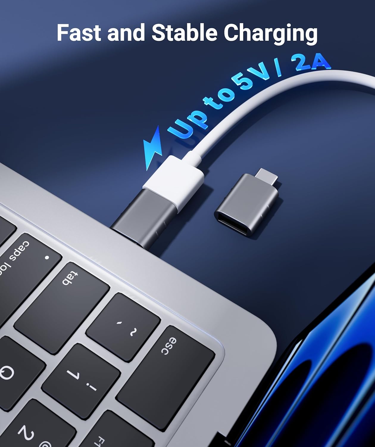 USB C to USB Adapter Pack of 2, USB 3.0 Female to Thunderbolt 4/3 Adapter Compatible with Macbook Pro Air 2024, Surface, Ipad, Iphone, Galaxy Notebook, XPS and More Type C Devices, Space Grey