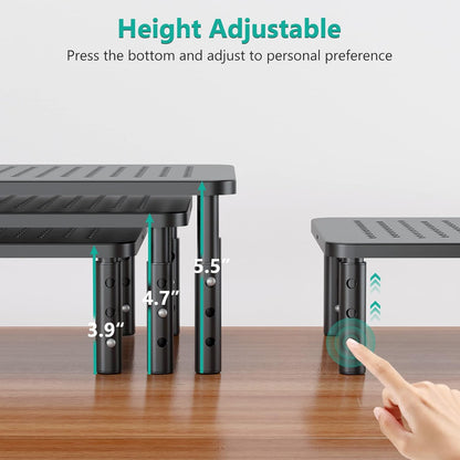 Computer Monitor Stand for Desk, Adjustable Laptop Riser, Desk Monitor Stand underneath Storage for Office, Home, School Supplies (STT003), 1 Pack, Black