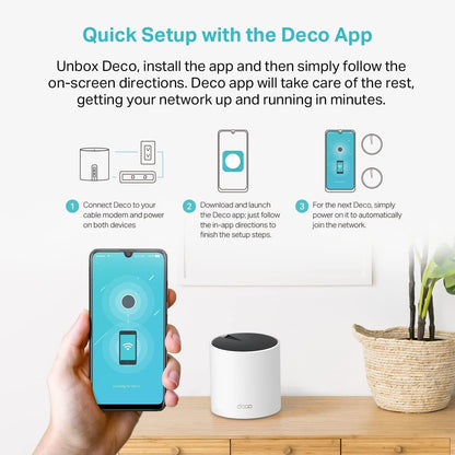 Deco X55 AX3000 Wifi 6 Mesh System - Covers up to 6500 Sq.Ft, Replaces Wireless Router and Extender, 3 Gigabit Ports per Unit, Supports Ethernet Backhaul, Deco X55(3-Pack)