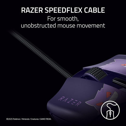 Cobra Wired Gaming Mouse: 58G Lightweight - Gen-3 Optical Switches - Chroma RGB Lighting Underglow - 8500 DPI Optical Sensor - 100% PTFE Mouse Feet - Speedflex Cable - Pokemon Gengar Edition