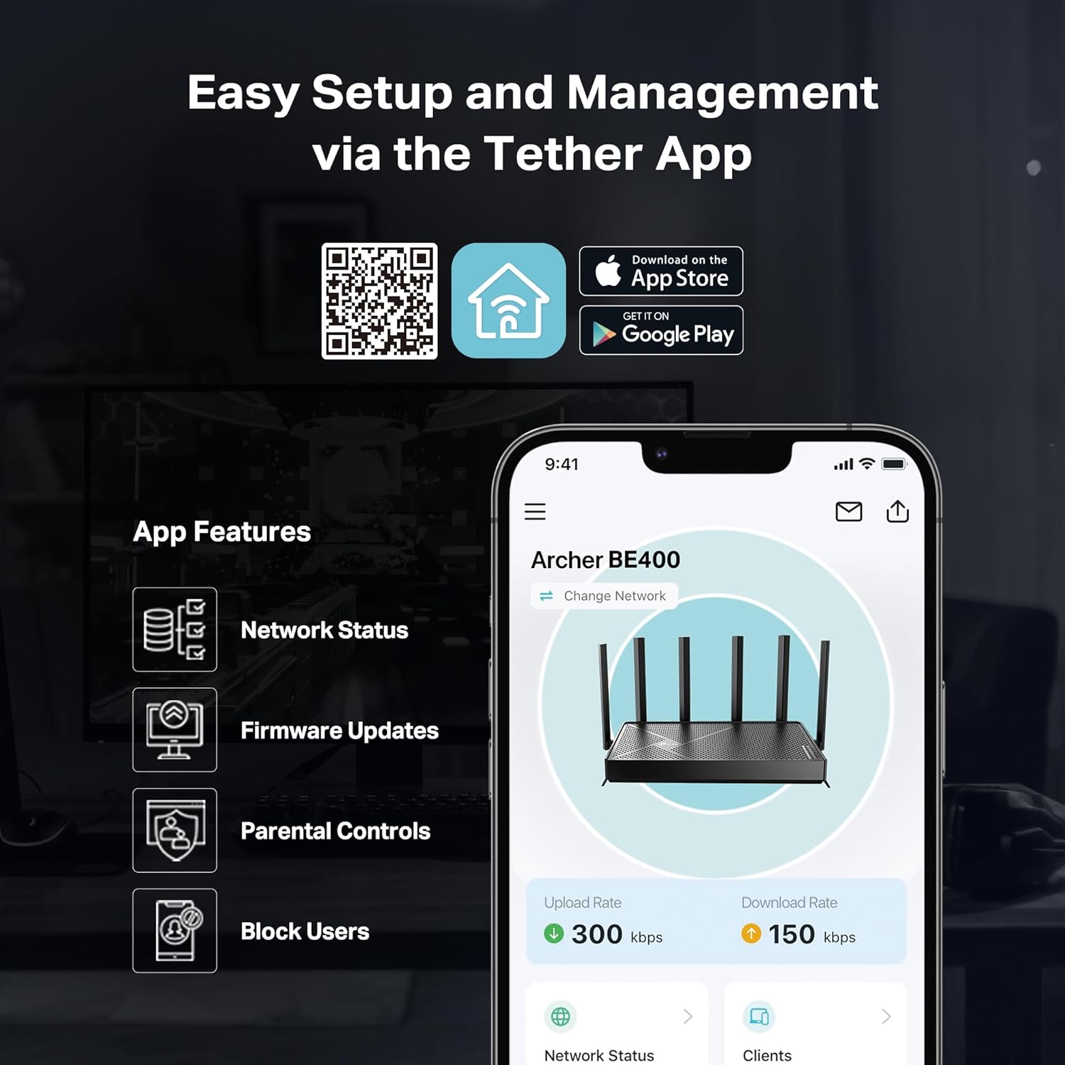 Archer BE6500 Dual-Band Wi-Fi 7 Router (Archer BE400) | Dual 2.5 Gbps Ports USB 3.0 | Covers up to 2,400 Sq. Ft and 90 Devices | Quad-Core CPU| Homeshield, Private Iot, Free Expert Support