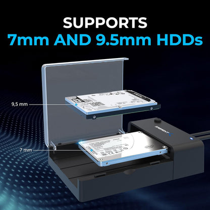 USB 3.0 to SATA External Hard Drive Lay-Flat Docking Station for 2.5 or 3.5In HDD, SSD [Support UASP] (EC-DFLT)