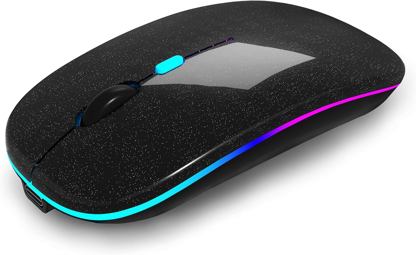 Wireless Bluetooth Mouse Rechargeable Laptop Mice with LED Use Portable(Bt5.2 and USB 2.4G) Dual Mode Connection Silent Slim Computer Mouse for Laptop/Ipad Tablet/Apple Macbook/Pc (Black)