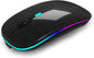 Wireless Bluetooth Mouse Rechargeable Laptop Mice with LED Use Portable(Bt5.2 and USB 2.4G) Dual Mode Connection Silent Slim Computer Mouse for Laptop/Ipad Tablet/Apple Macbook/Pc (Black)