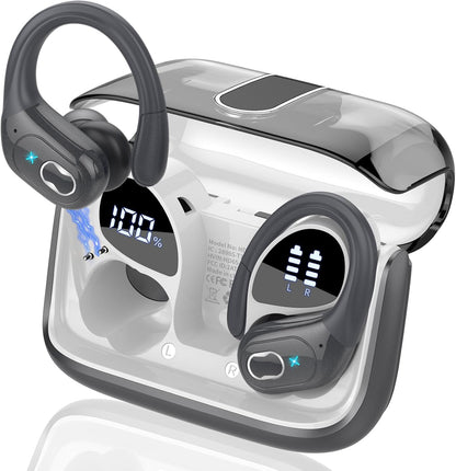 Wireless Earbuds 75Hrs Bluetooth 5.4 Headphone Sport, 2025 Bluetooth Earbuds Stereo Deep Bass over Ear Bud with Earhooks, ENC Noise Cancelling Mic, IPX7 Waterproof Earphone for Workout/Running