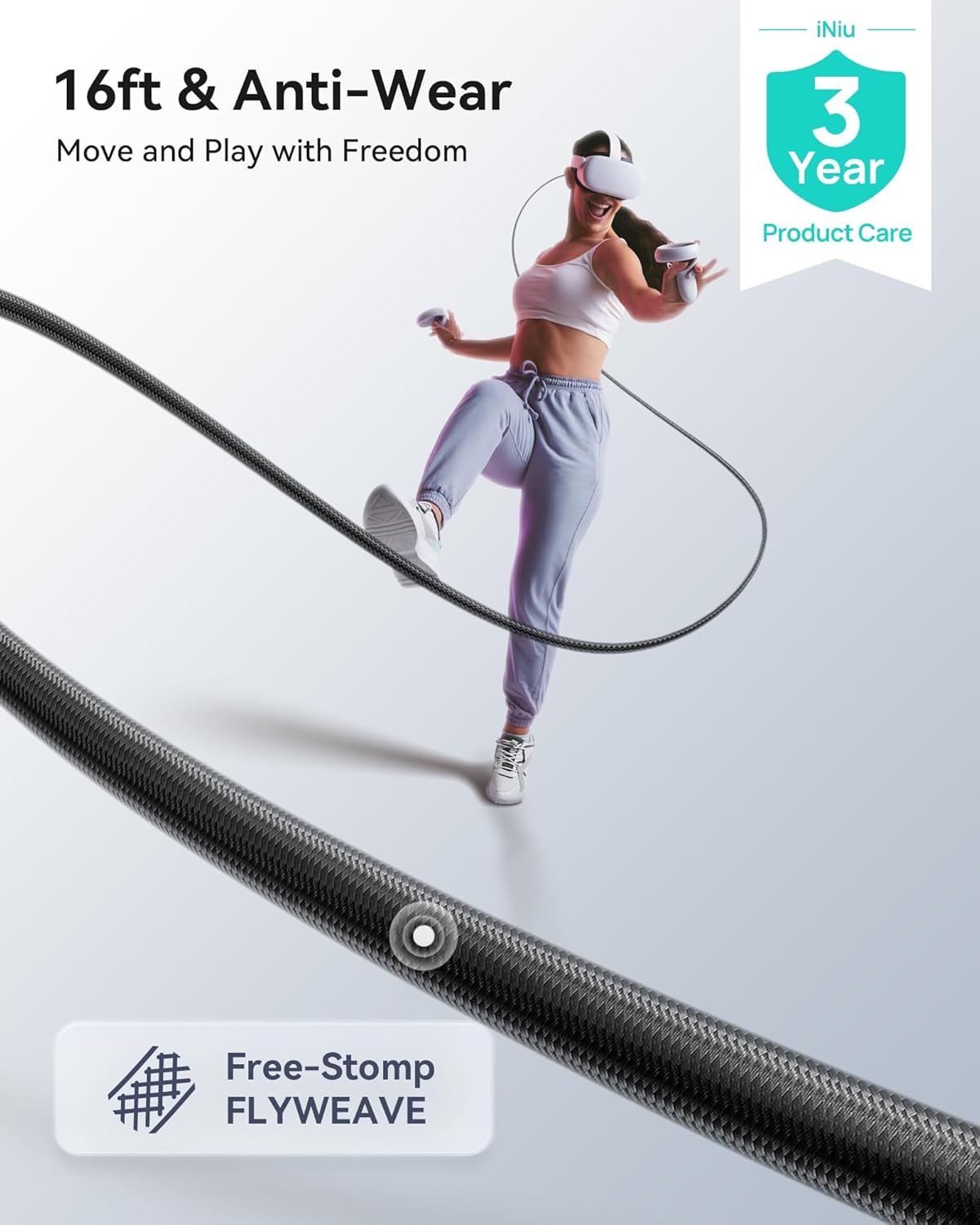 Link Cable, [16FT 5M] VR Cable USB 3.0 High Speed Type C Charger Cable Fast Charging While Playing,Usb to USB C Cable for Meta Oculus Quest 3S 3 2 Pico 4 Accessories and Gaming PC Steam VR