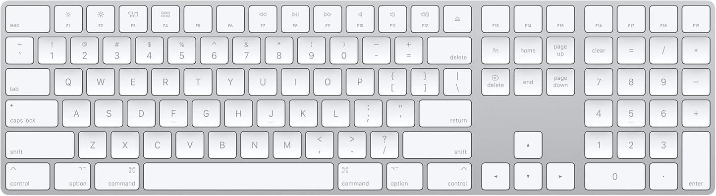 Magic Keyboard with Numeric Keypad: Wireless, Bluetooth, Rechargeable. Works with Mac, Ipad, or Iphone; US English - White
