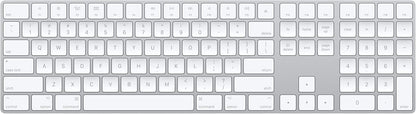 Magic Keyboard with Numeric Keypad: Wireless, Bluetooth, Rechargeable. Works with Mac, Ipad, or Iphone; US English - White