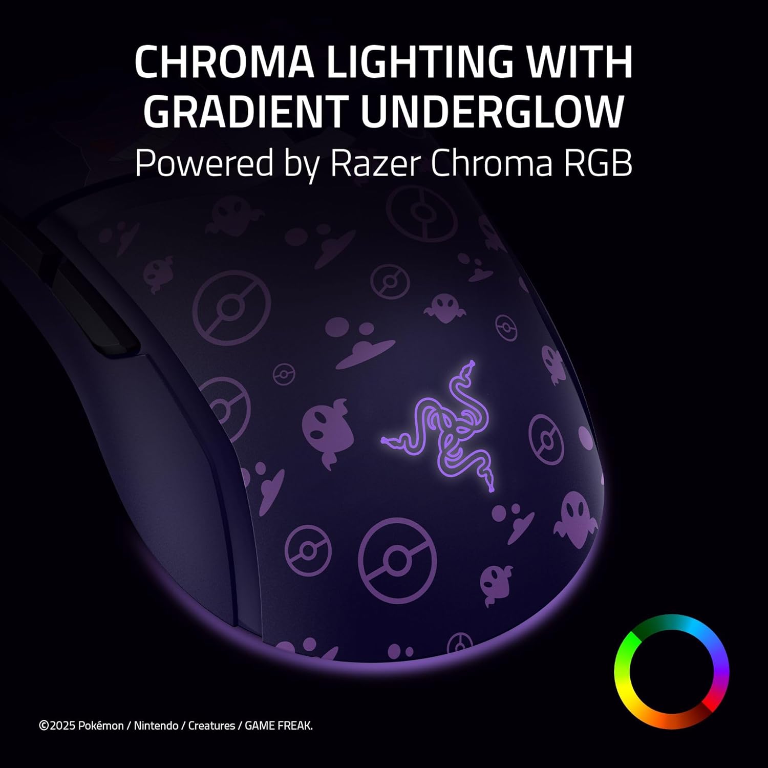 Cobra Wired Gaming Mouse: 58G Lightweight - Gen-3 Optical Switches - Chroma RGB Lighting Underglow - 8500 DPI Optical Sensor - 100% PTFE Mouse Feet - Speedflex Cable - Pokemon Gengar Edition