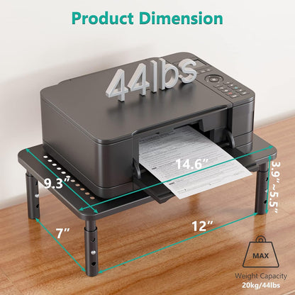 Computer Monitor Stand for Desk, Adjustable Laptop Riser, Desk Monitor Stand underneath Storage for Office, Home, School Supplies (STT003), 1 Pack, Black