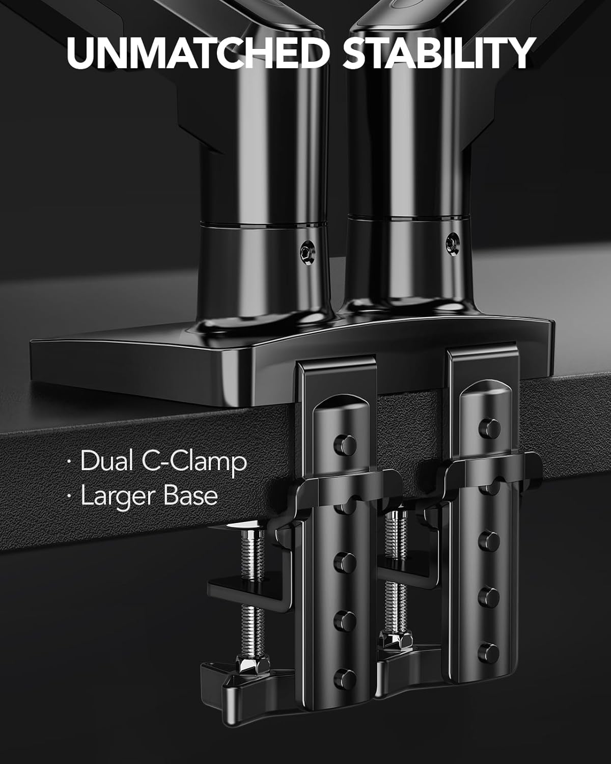 Flowlift™ Dual Monitor Stand, Fully Adjustable Gaming Monitor Desk Mount for 13–32″ Computer Screens, Full Motion VESA 75X75/100X100 with C-Clamp & Grommet Base, Each Arm Holds 4.4 to 19.8 Lbs