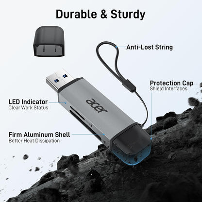 SD Card Reader USB C, Dual Slots USB 3.0 Type C to Micro SD Card Adapter, Memory Card Reader for Microsd, SDHC, SDXC, Compatible with Laptop, PC, Iphone16/15, Macbook Pro/Air, Ipad Pro, Android