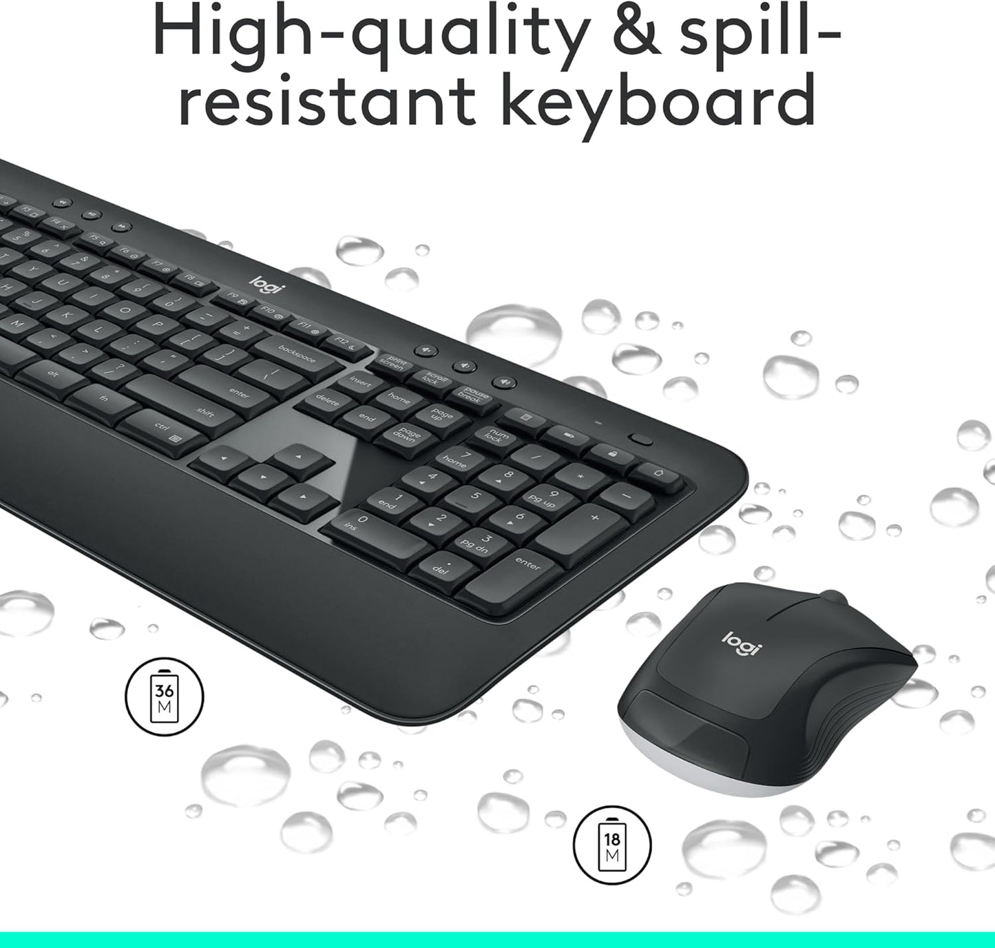 MK540 Advanced Wireless Keyboard and Mouse Combo for Windows, 2.4 Ghz Unifying Usb-Receiver, Multimedia Hotkeys, 3-Year Battery Life, for PC, Laptop