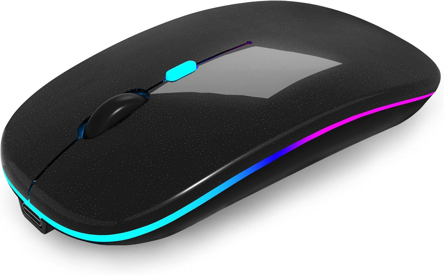 Wireless Bluetooth Mouse Rechargeable Laptop Mice with LED Use Portable(Bt5.2 and USB 2.4G) Dual Mode Connection Silent Slim Computer Mouse for Laptop/Ipad Tablet/Apple Macbook/Pc (Black)