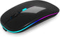 Wireless Bluetooth Mouse Rechargeable Laptop Mice with LED Use Portable(Bt5.2 and USB 2.4G) Dual Mode Connection Silent Slim Computer Mouse for Laptop/Ipad Tablet/Apple Macbook/Pc (Black)