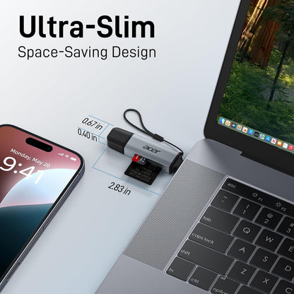 SD Card Reader USB C, Dual Slots USB 3.0 Type C to Micro SD Card Adapter, Memory Card Reader for Microsd, SDHC, SDXC, Compatible with Laptop, PC, Iphone16/15, Macbook Pro/Air, Ipad Pro, Android