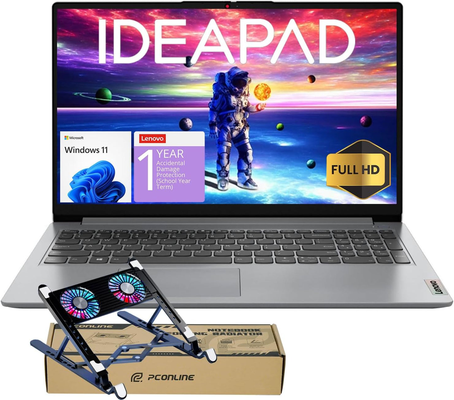 Ideapad 1 Student Laptop, Intel Dual Core Processor, 20GB RAM, 1TB SSD + 128GB Emmc, 15.6" FHD Display, 1 Year Office 365, Windows 11 Home, Wi-Fi 6, Webcam, Bluetooth, SD Card Reader, Grey