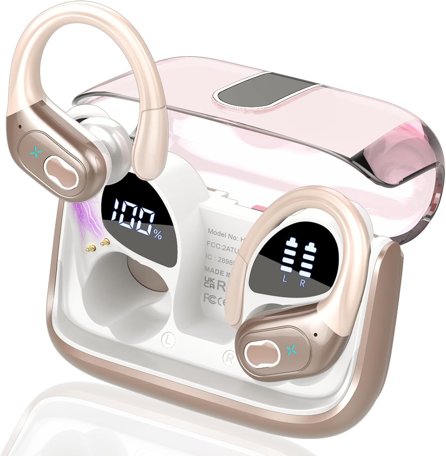 Wireless Earbuds 75Hrs Bluetooth 5.4 Headphone Sport, 2025 Bluetooth Earbuds Stereo Deep Bass over Ear Bud with Earhooks, ENC Noise Cancelling Mic, IPX7 Waterproof Earphone for Workout/Running