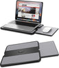 Portable Laptop Lap Desk W/Retractable Left/Right Mouse Pad Tray, Non-Slip Heat Shield Tablet Notebook Computer Stand Table W/Sturdy Stable Work Surface for Bed Sofa Couch or Travel