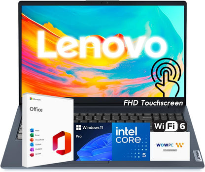 Ideapad Business Laptop, 15.6" FHD Touchscreen Display, Intel 13Th 10-Core I5 CPU (Up to 4.6 Ghz), 16GB RAM, 1TB SSD, Copilot AI Ready, Wi-Fi 6, Windows 11 Pro with Microsoft Office, WOWPC USB