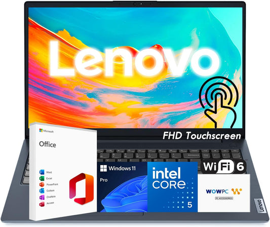 Ideapad Business Laptop, 15.6" FHD Touchscreen Display, Intel 13Th 10-Core I5 CPU (Up to 4.6 Ghz), 16GB RAM, 1TB SSD, Copilot AI Ready, Wi-Fi 6, Windows 11 Pro with Microsoft Office, WOWPC USB