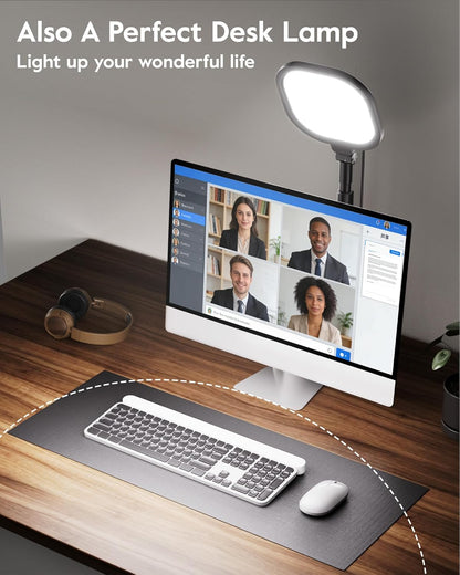 Video Conference Lighting for Zoom Meeting, Ring Light for Desk with Flexible Stand, 30 Light Modes Zoom Lighting for Computer, Desk Ring Light & Memory Function for Video Calls, Live Stream, Webcam