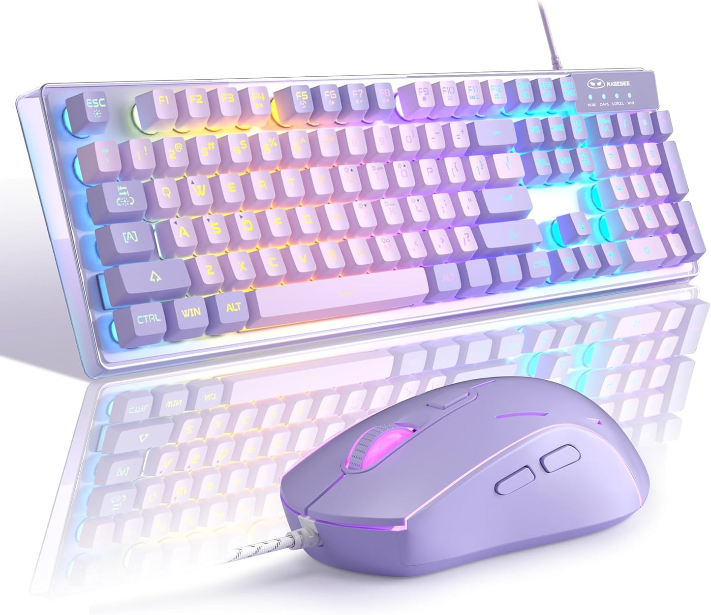 Gaming Keyboard and Mouse Combo, K1 RGB LED Backlit Keyboard with 104 Key for Pc/Laptop(White)
