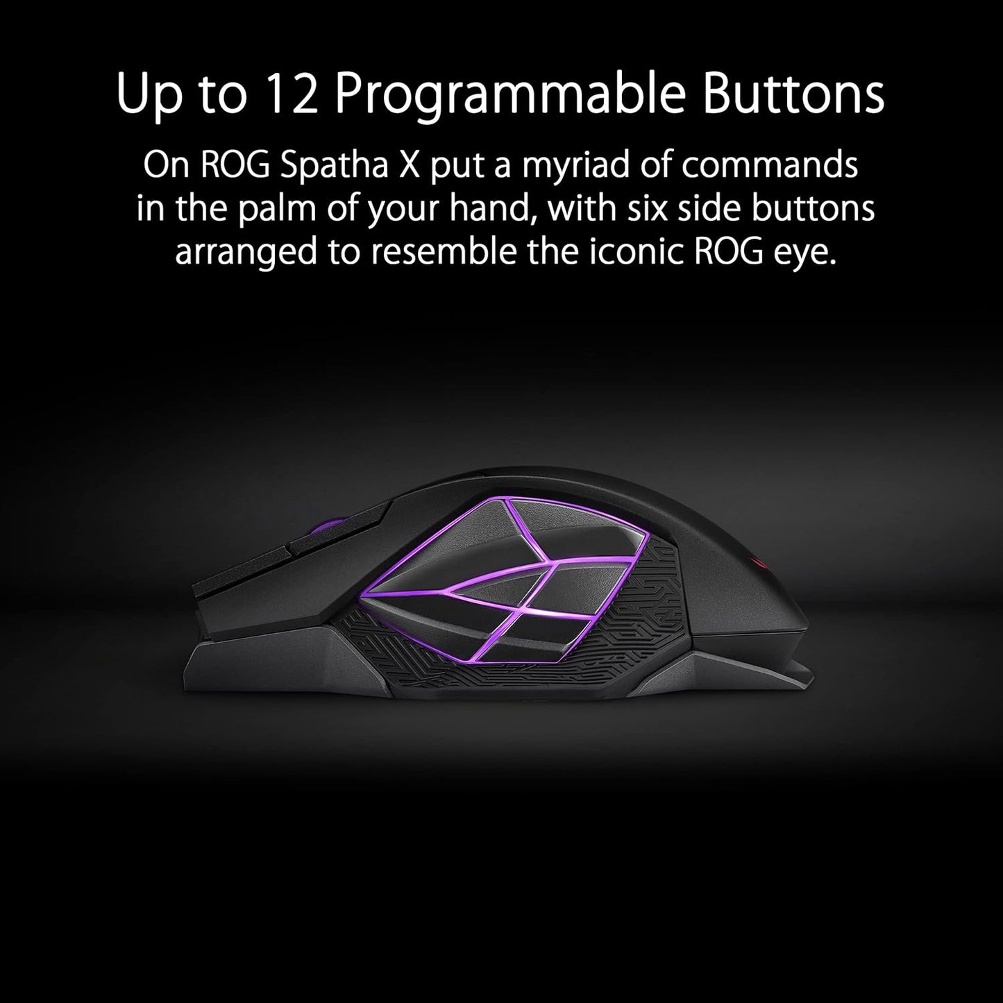 ROG Spatha X Wireless Gaming Mouse – MMO/MOBA Design, 12 Programmable Buttons, Right-Handed, 168G, Dual-Mode (Wired/2.4Ghz), 19K DPI, up to 67Hr Battery, Magnetic Charging Dock, Pc/Mac Support