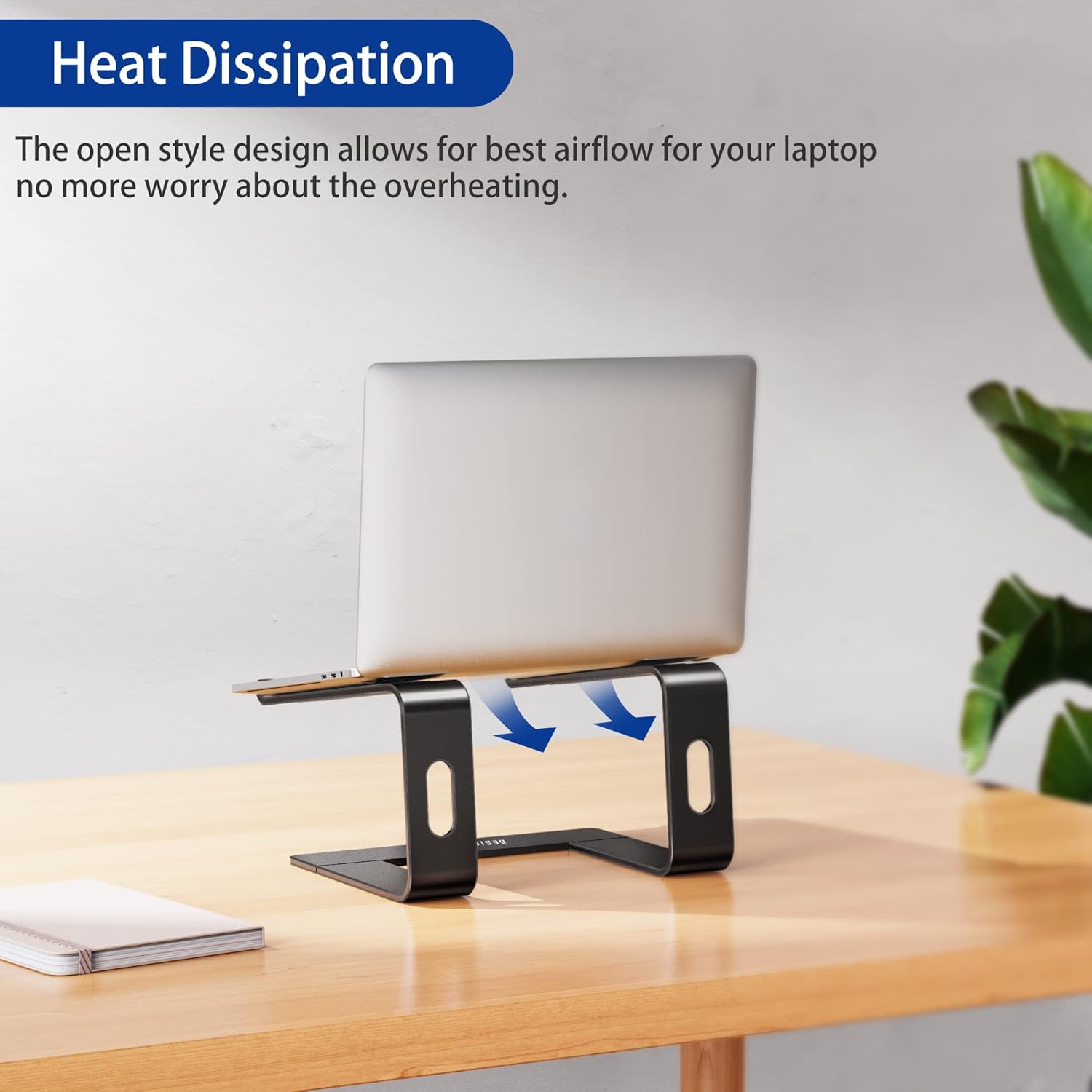 LS03 Aluminum Laptop Stand, Ergonomic Detachable Computer Stand, Riser Holder Notebook Stand Compatible with Air, Pro, Dell, HP, Lenovo More 10-15.6" Laptops, Black