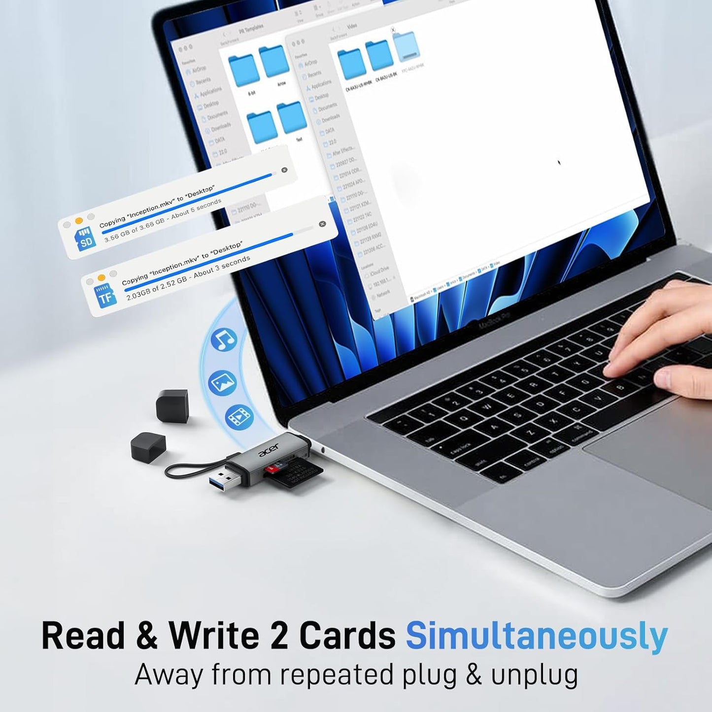 SD Card Reader USB C, Dual Slots USB 3.0 Type C to Micro SD Card Adapter, Memory Card Reader for Microsd, SDHC, SDXC, Compatible with Laptop, PC, Iphone16/15, Macbook Pro/Air, Ipad Pro, Android