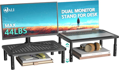 Computer Monitor Stand for Desk, Adjustable Laptop Riser, Desk Monitor Stand underneath Storage for Office, Home, School Supplies (STT003), 1 Pack, Black