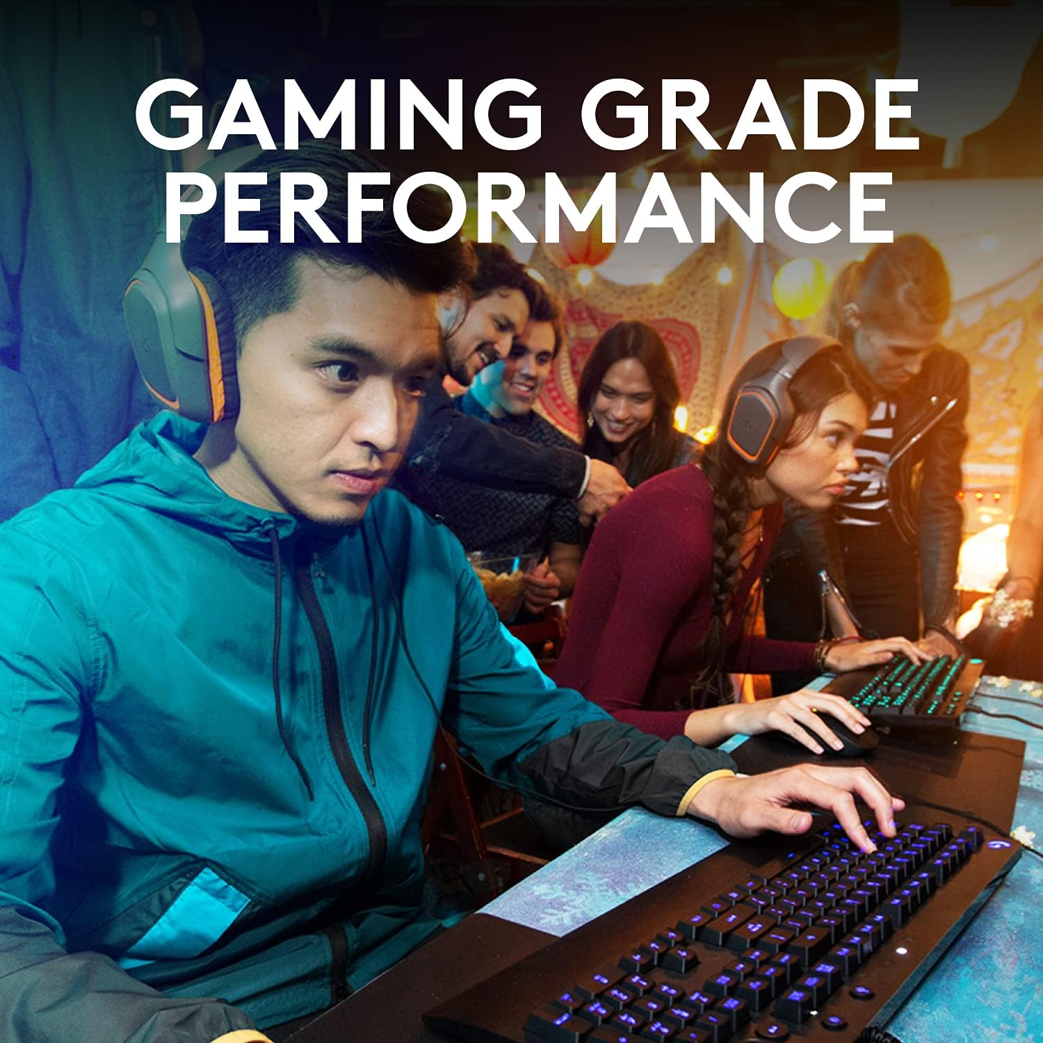 213 Prodigy Gaming Keyboard - Wired RGB Backlit Keyboard with Mech-Dome Keys, Palm Rest, Adjustable Feet, Media Controls, USB, Compatible with Windows – Black