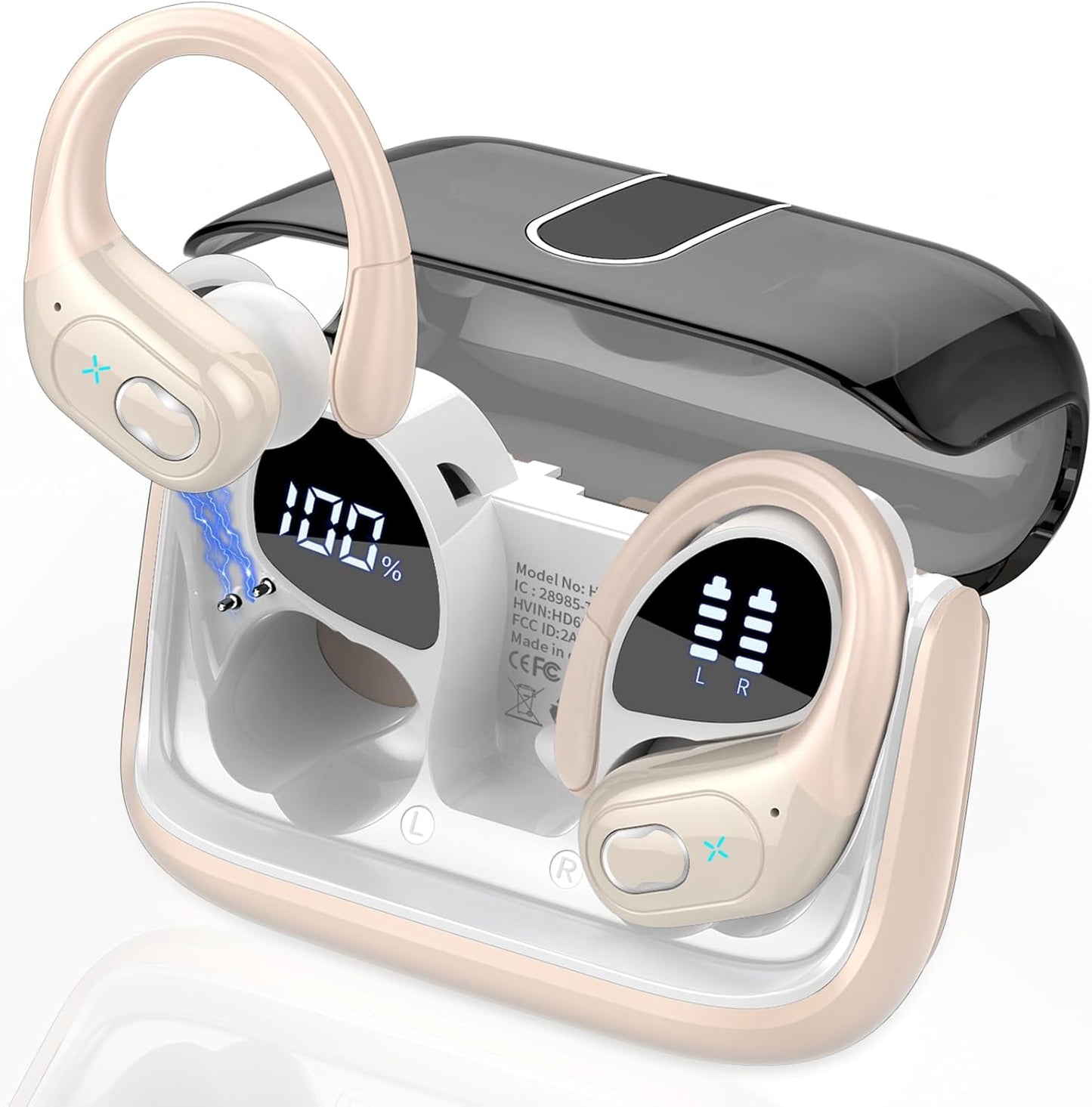 Wireless Earbuds 75Hrs Bluetooth 5.4 Headphone Sport, 2025 Bluetooth Earbuds Stereo Deep Bass over Ear Bud with Earhooks, ENC Noise Cancelling Mic, IPX7 Waterproof Earphone for Workout/Running