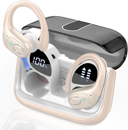 Wireless Earbuds 75Hrs Bluetooth 5.4 Headphone Sport, 2025 Bluetooth Earbuds Stereo Deep Bass over Ear Bud with Earhooks, ENC Noise Cancelling Mic, IPX7 Waterproof Earphone for Workout/Running