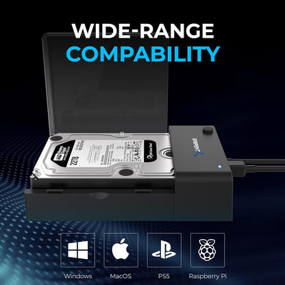 USB 3.0 to SATA External Hard Drive Lay-Flat Docking Station for 2.5 or 3.5In HDD, SSD [Support UASP] (EC-DFLT)