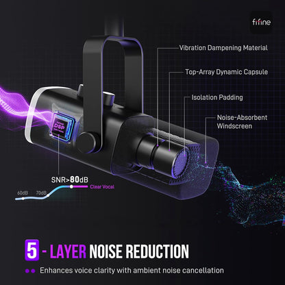 XLR/USB Gaming Microphone Set, Dynamic PC Mic for Streaming Podcasting, Computer RGB Mic Kit with Boom Arm Stand, Mute Button, Headphones Jack, for Recording Vocal Voice-Over-Ampligame AM8T