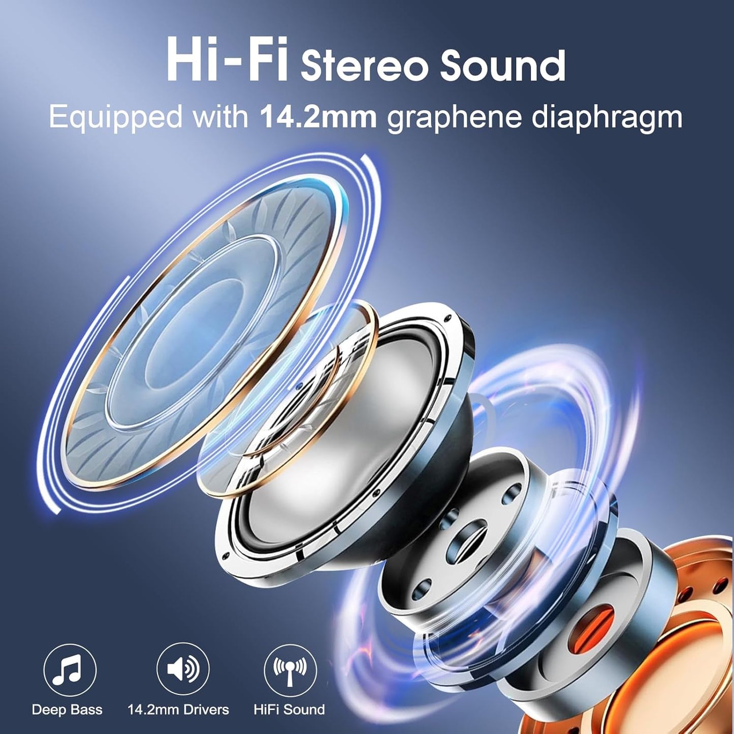 Wireless Earbuds 75Hrs Bluetooth 5.4 Headphone Sport, 2025 Bluetooth Earbuds Stereo Deep Bass over Ear Bud with Earhooks, ENC Noise Cancelling Mic, IPX7 Waterproof Earphone for Workout/Running