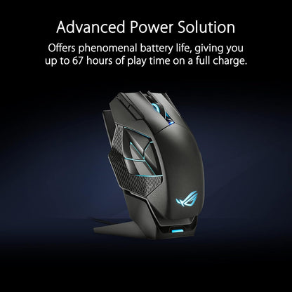 ROG Spatha X Wireless Gaming Mouse – MMO/MOBA Design, 12 Programmable Buttons, Right-Handed, 168G, Dual-Mode (Wired/2.4Ghz), 19K DPI, up to 67Hr Battery, Magnetic Charging Dock, Pc/Mac Support