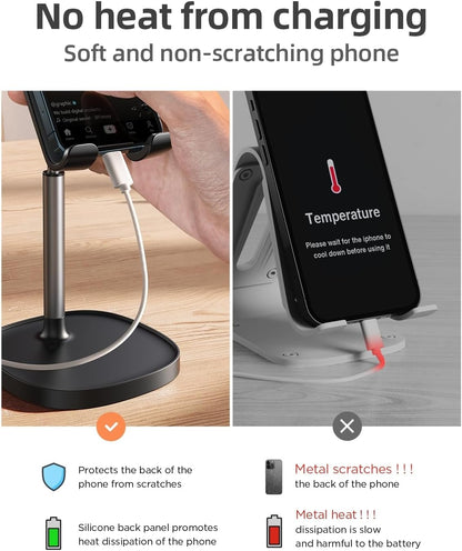 Cell Phone Stand Adjust for Iphone Phone Holder for Desk Recording, Gifts Women Office Desk Accessories PC Gaming Essentials Kitchen Gadgets Fit Otterbox Case Switch Ipad Air Tablet 4-10 In