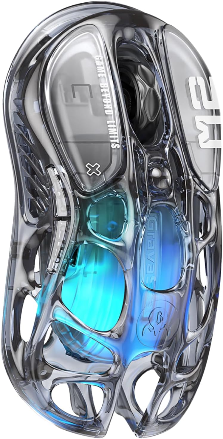 Mercury M2 Wireless Gaming Mouse with 26,000 DPI, PAW3395DM Sensor -79G Lightweight Hollowed-Out Design -5 Programmable Buttons -5 Dynamic Lightsync RGB