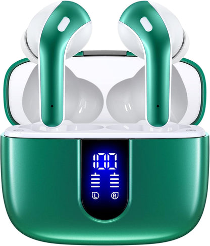 Bluetooth Headphones True Wireless Earbuds 60H Playback LED Power Display Earphones with Wireless Charging Case IPX5 Waterproof In-Ear Ear Buds with Mic for TV Smart Phone Laptop Computer Sports