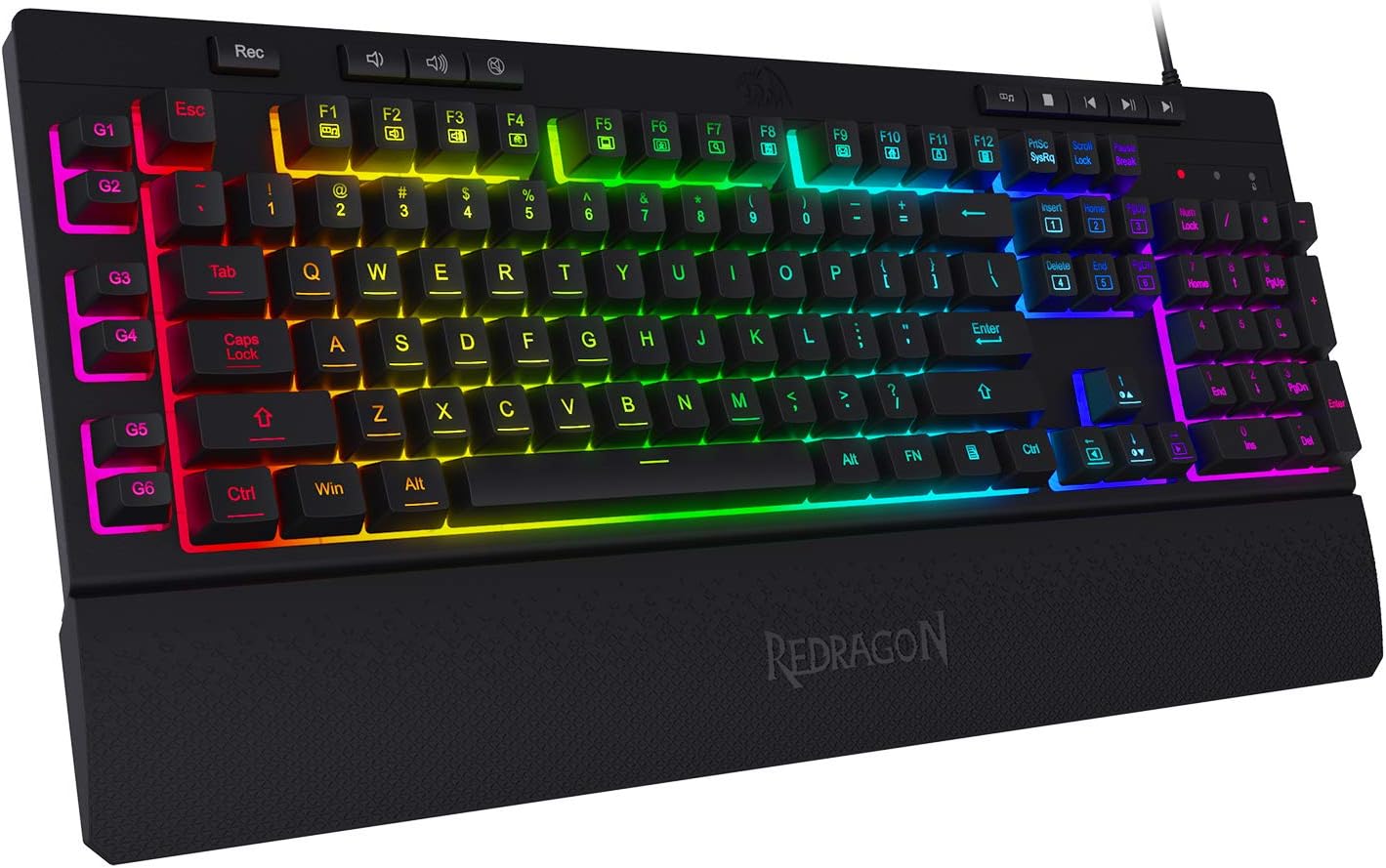 Mechanical Gaming Keyboard Wired, 11 Programmable Backlit Modes, Hot-Swappable Red Switch, Anti-Ghosting, Double-Shot PBT Keycaps, Light up Keyboard for PC Mac